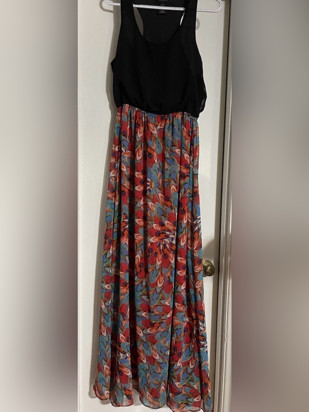 MM Couture Multicolored Maxi Dress Black Razorback Top Size Large By Miss Me